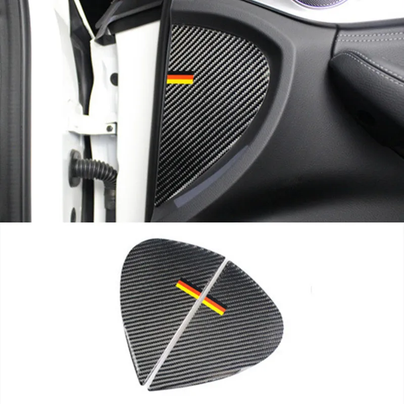 

Carbon Fiber Front Door Panel Decoration Cover Trim 2Pcs For Mercedes Benz C Class W205 GLC X253 2015-2018 Car Accessories