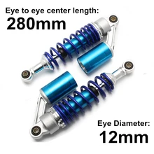Universal 11 280mm Motorcycle Air Shock Absorber Rear Suspension For Yamaha Motor Scooter ATV Quad Blue Pink Orange D25 universal 12 5 320mm motorcycle air shock absorber rear suspension for yamaha motor scooter atv quad black blue silver red