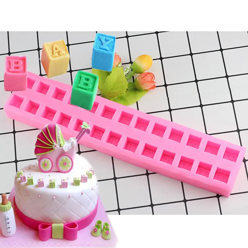 

3D Baby Building Block Alphabet Fondant Cake Molds Ice Cube Chocolate Candy Clay Mold Kitchen Baking Sugarcraft Decoration Tools