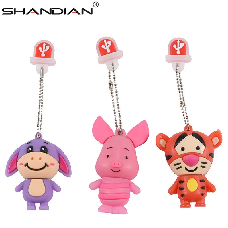 

SHANDIAN USB 2.0 Flash Drive 64GB Cartoon Super Cute Lion/Donkey/Tiger/Pig Pen Drive 32GB Pendrive 16GB New Cle USB Memory stick