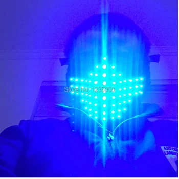 

Fashion Led Light Up Blue Color Luminous Flashing Halloween Mask Headwear For DJ Club Party Christmas Decoration Free Shipping