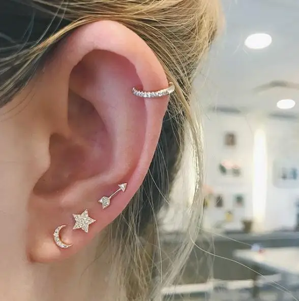 

minimal jewelry crescent moon stud aaa cz stone delicate minimalist pure 100% 925 sterling silver jewelry moon stud earrings