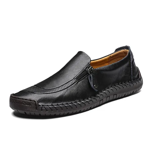 Мужская обувь; Роскошные брендовые кожаные повседневные туфли-оксфорды для вождения; мужские лоферы; мокасины; итальянская обувь для мужчин на плоской подошве; размеры 38-48 - Цвет: Черный