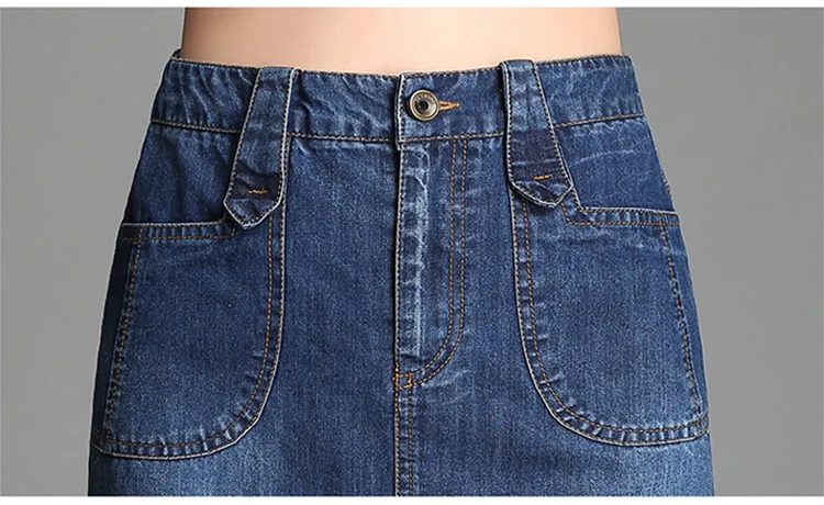 Шеран женская летняя Модная Джинсовая юбка с высокой талией размера плюс джинсовая юбка высокого качества Синие сексуальные джинсовые юбки