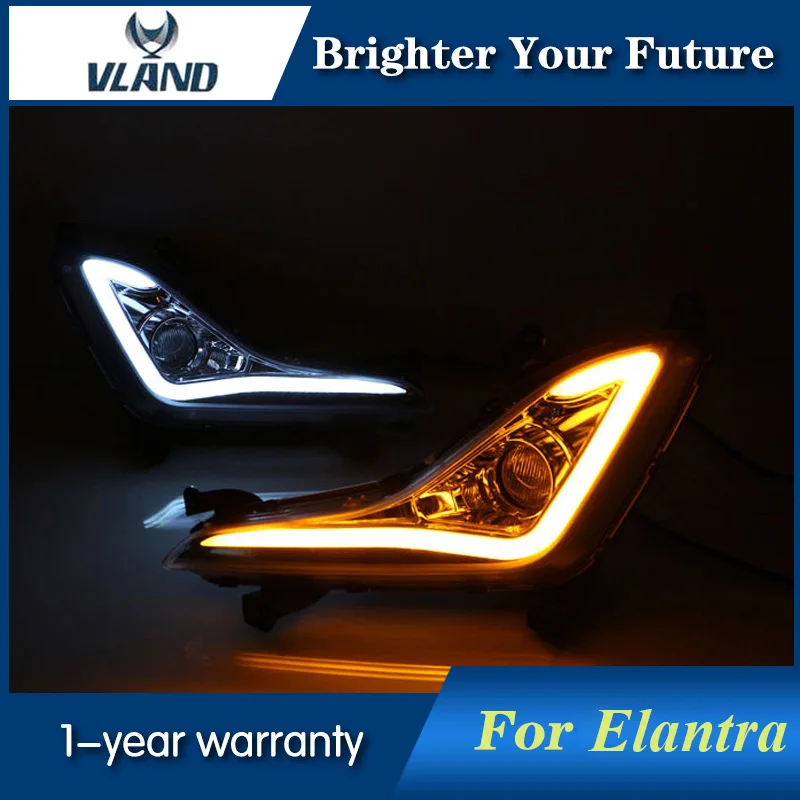 

2PCS White Light yellow For Hyundai Elantra 2014 2015 Daytime Running Lights LED DRL Fog Light