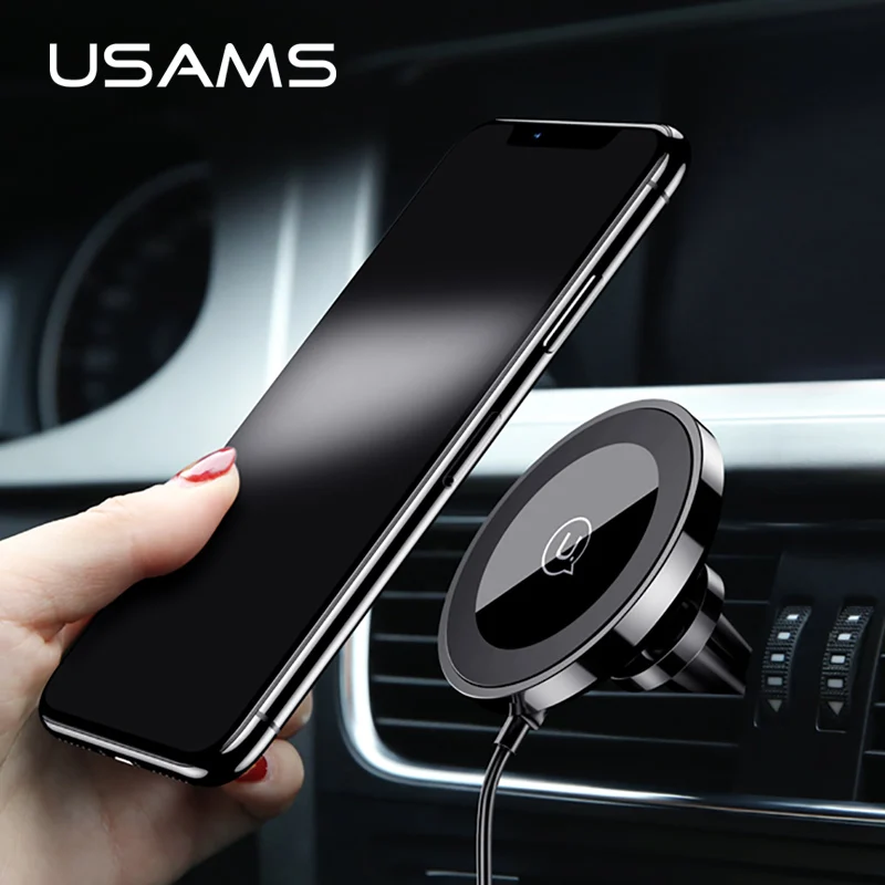 

Wireless Charger Car Air Vent Holder for iPhone X XS MAX 8 USAMS Magnetic Car Phone Holder Fast Charge Car Holder for Samsung S9