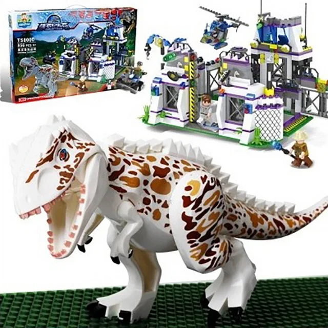 

Hot movie Dino World dinosaur Park base Tyrannosaurus Rex Get away building block compatible  toys for kids gifts