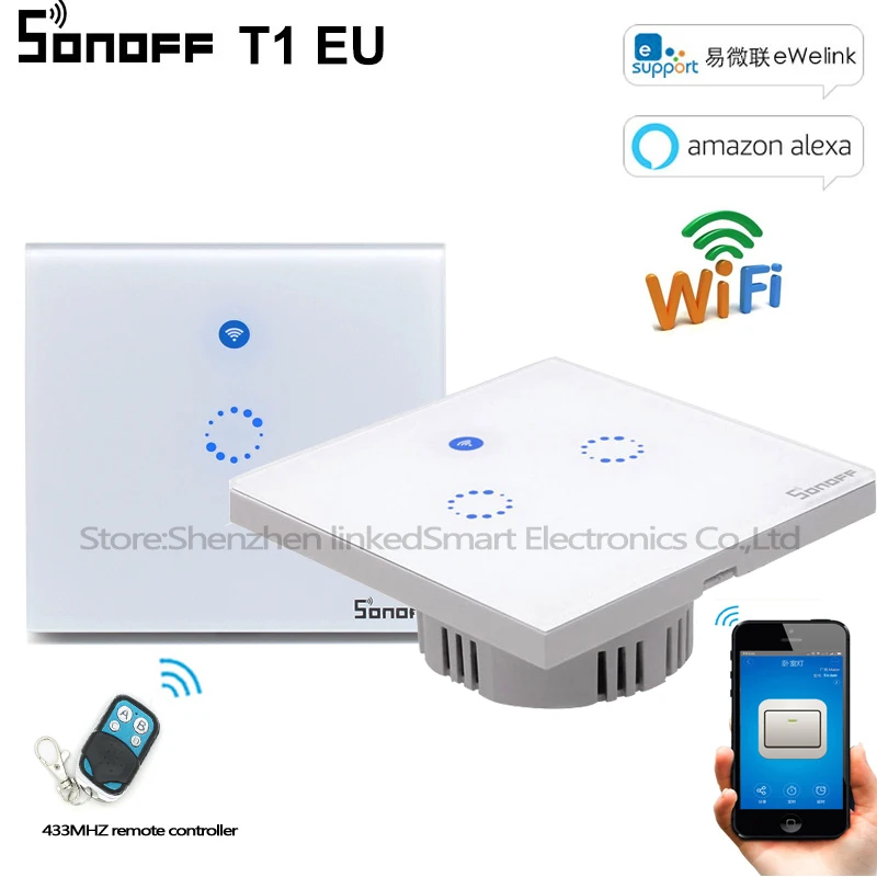 Sonoff T1 EU 1 2 Gang Wifi смарт переключатель умный дом автоматизация 433 МГц