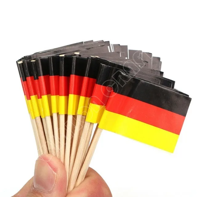 Немецкий флаг зубочистки 50 шт. Бумажные палочки для еды ужин торт зубочистки фрукт для кекса декоративные палочки для вечеринок коктейлей