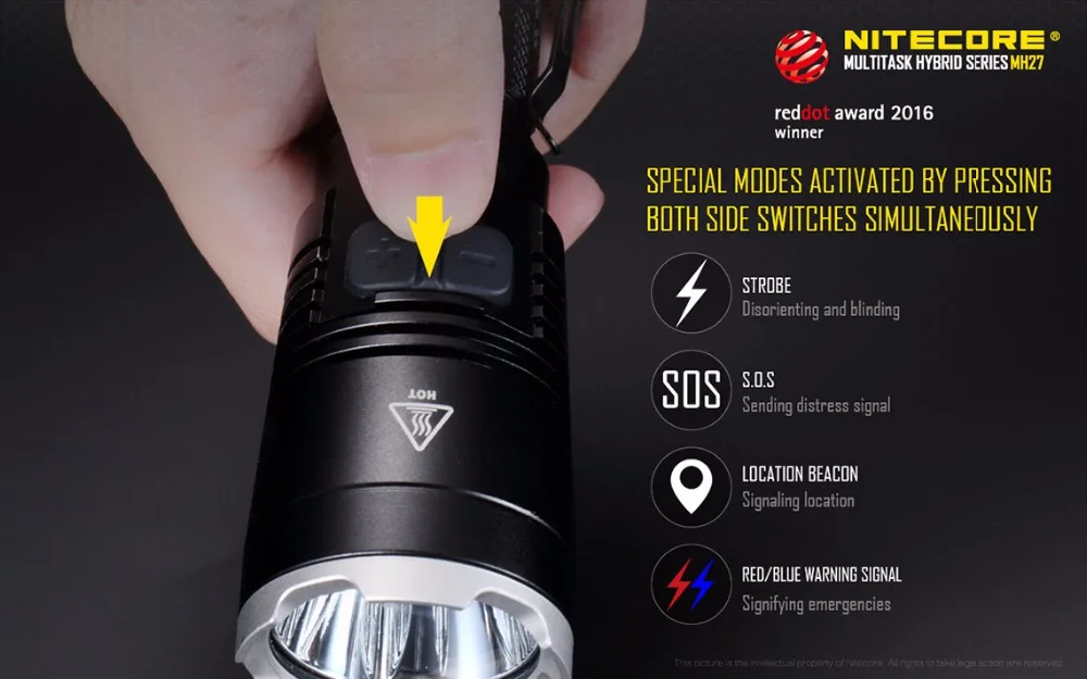 Distância do Feixe Luz + 18650 Lanterna Recarregável Nitecore 462 Metro Multitarefa Tocha Tático 3500mah Bateria Mh27 Max.1000lm 10 Luzes e Iluminação