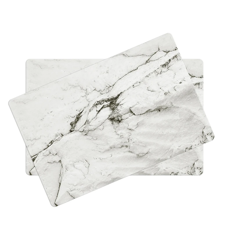

2pcs PVC Table Mat Waterproof Oil-proof Non-slip High Temperature Heat Insulation Marble Stripe Design Table Mats for Dinner