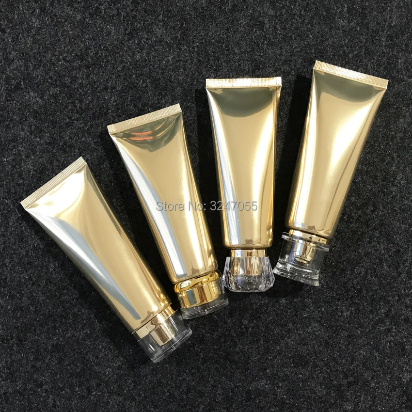 

80ml Gold Cosmetic Foundation Package, DIY Empty Plastic Portable Travel Facial Cream Container, 80g Hose Soft Hand Cream Tube