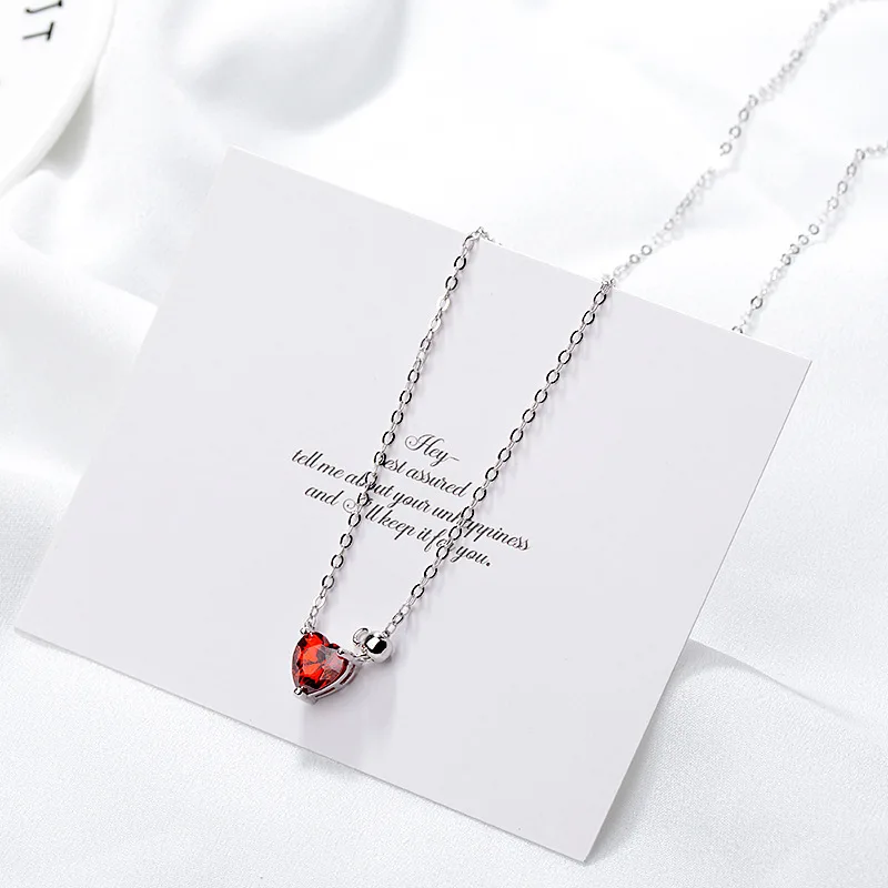 Подвеска в виде сердца граната Красного циркона|Ожерелья с подвеской| |