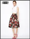 7-1  2016 Newest Rose Skull 3D print pleated high waisted midi skirts women Harajuku vintage polyester tutu skirt fashion skate skirt