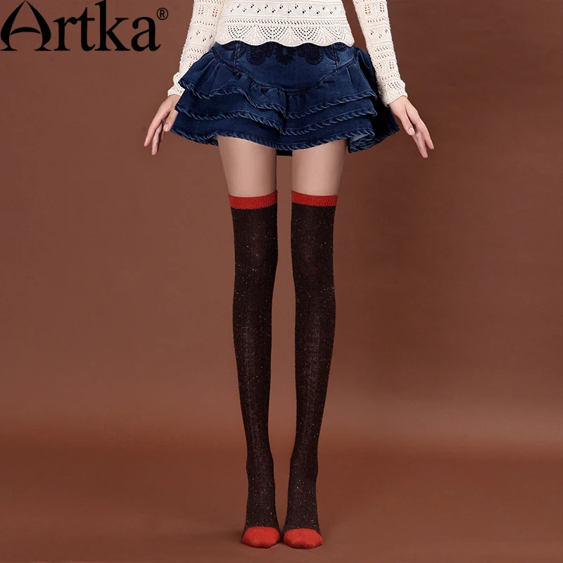 

Artka Women'S Ultra Elastic Winter Over-The-Knee Colorful Block Dot Anti-Pilling Anti-Shrink fashion Stockings 4 PM17032Q