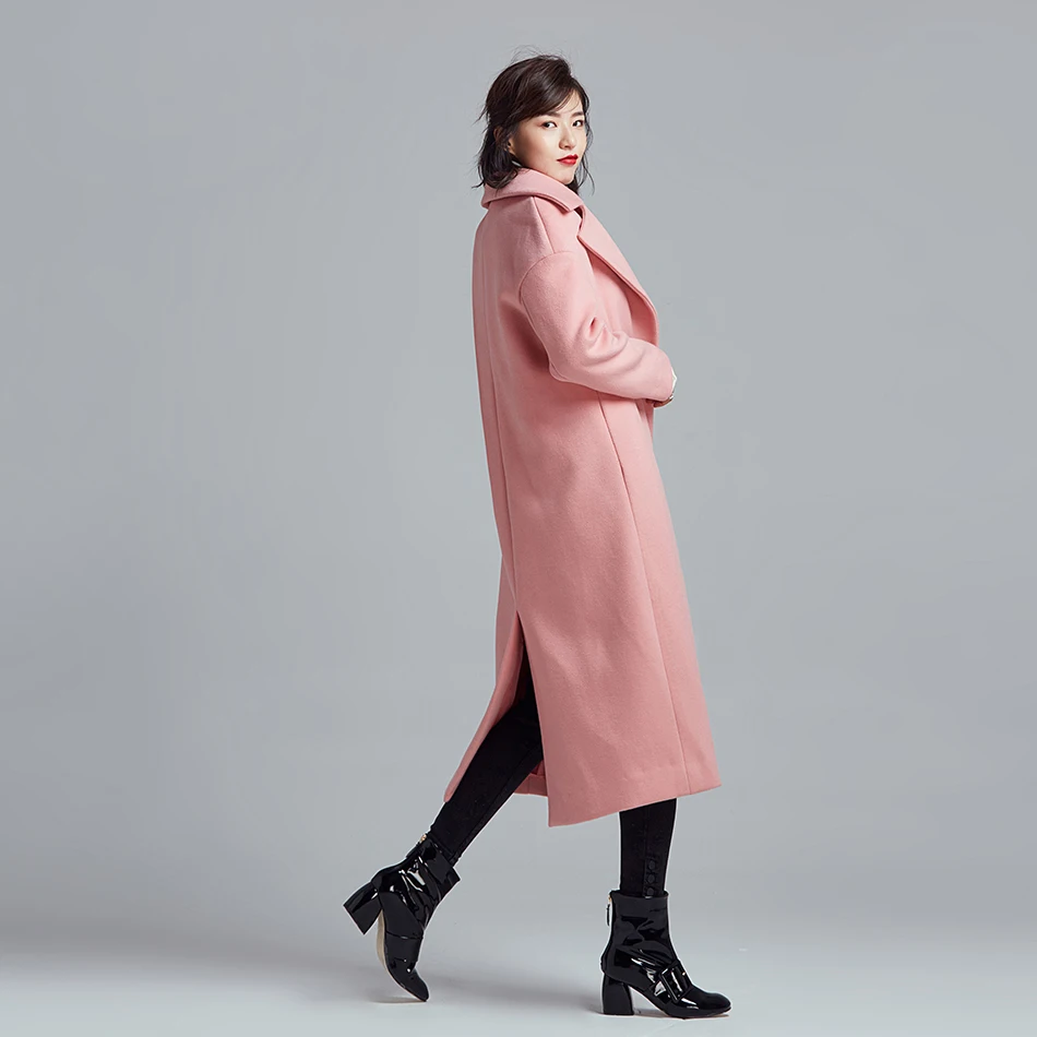 2018 Women Fashion Coat Long Wool Blends Black Pink Overcoat Womens Long Sleeve Wool Coats High Quality Fashion Trench Coat 2018 Women Fashion Coat Long Wool Blends Black Pink Overcoat Womens Long Sleeve Wool Coats High Quality Fashion Trench Coat