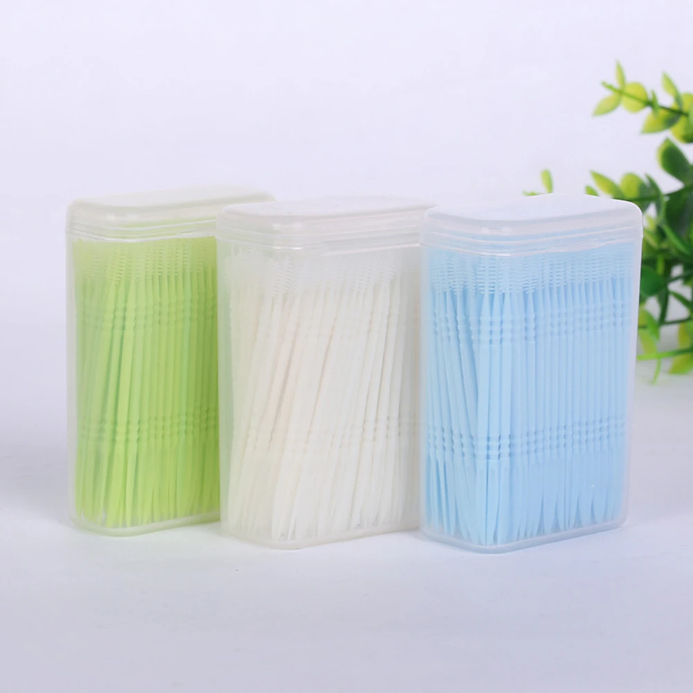 

Premium 500pcs Double Head Toothpicks Oral Dental Tooth Pick Floss Interdental Brush Disposable Oral Care Eco-Friendly