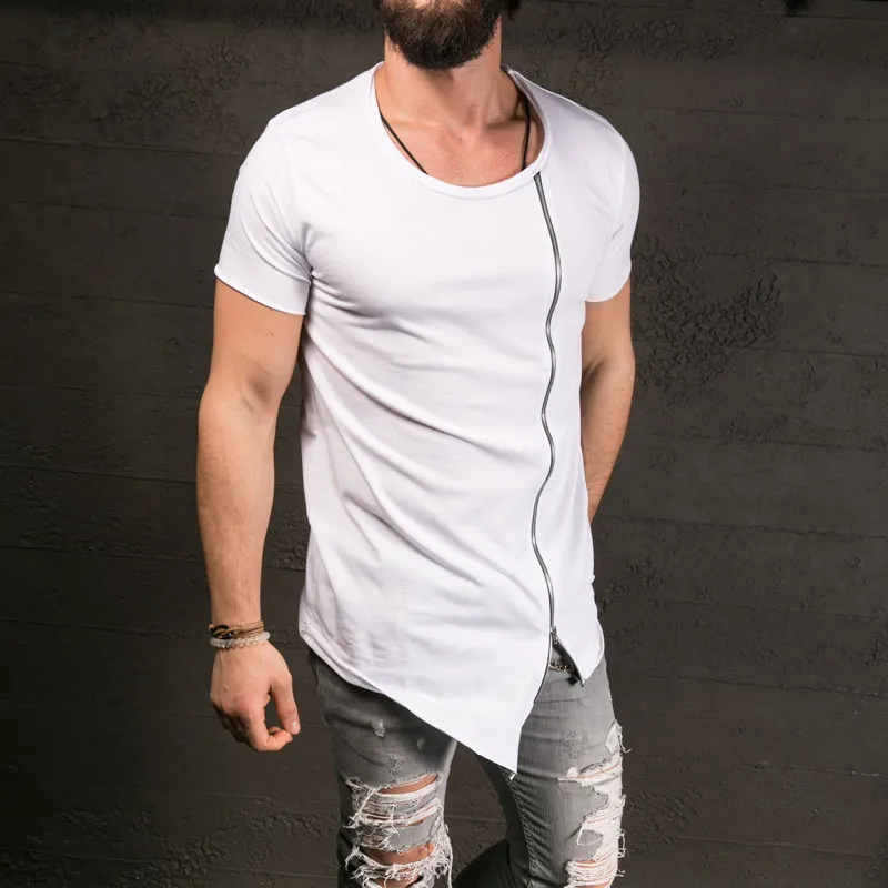 2016 New Men's Fashion Show Stylish Long T Shirt Asymmetrical Side ...