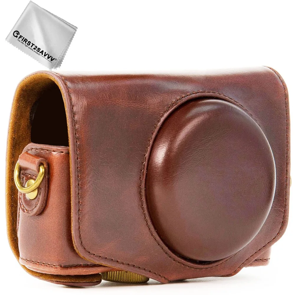 Full body Precise Fit PU leather digital camera case bag cover with shoulder strap for SONY Cyber Shot HX90V HX90 HX99