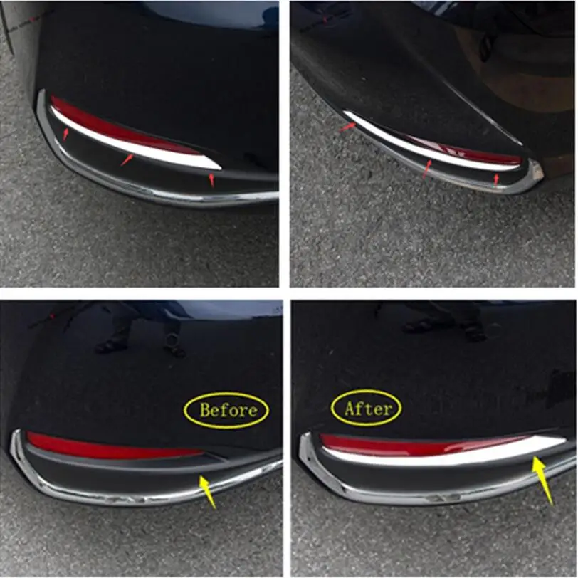 

Yimaautotrims Exterior Rear Fog Lights Lamp Eyelid Eyebrow Protection Strip Cover Trim For Lexus ES 2018 - 2020 Stainless Steel