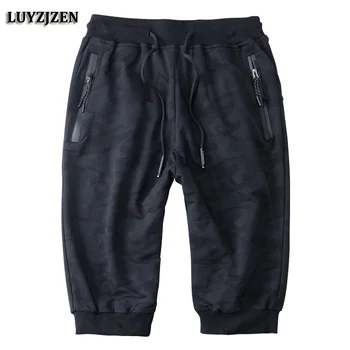 

Men's Beach Calf-length Pants Male Summer Clothing New Homme Drawstring Pocket Elastic Joggers Men Short Trousers Big 8XL K186
