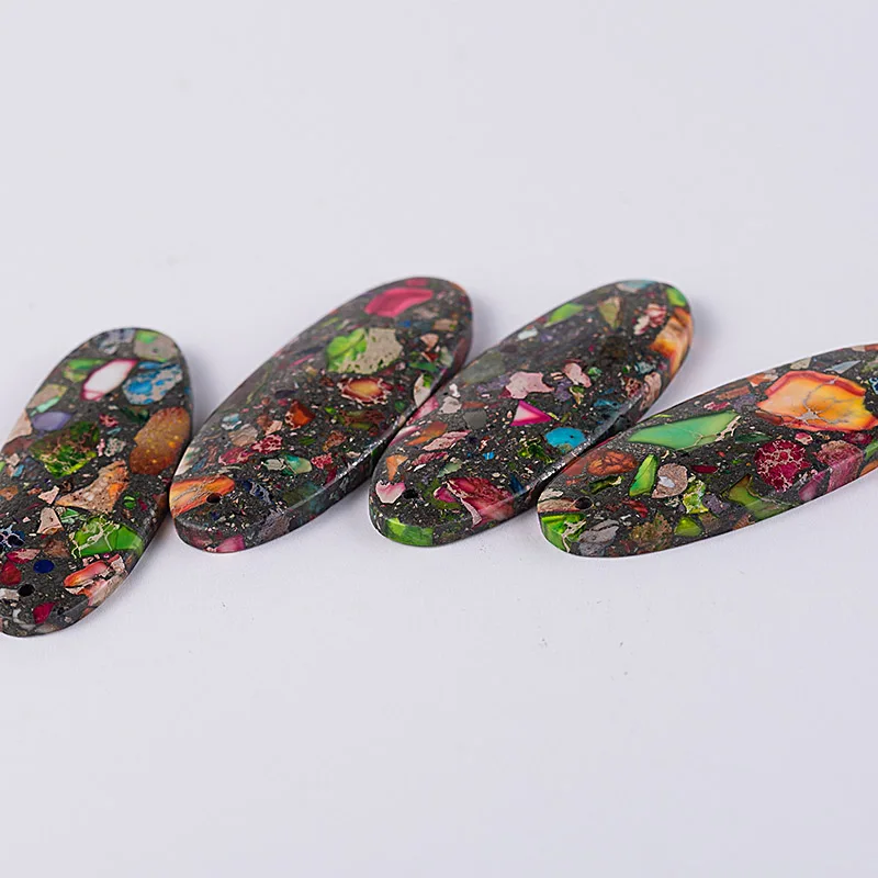 DIY Jewels Flatback Овальный Синий Медь T-urquoise Подушки кабошон с 2 отверстия 20*50 мм 2 шт./лот