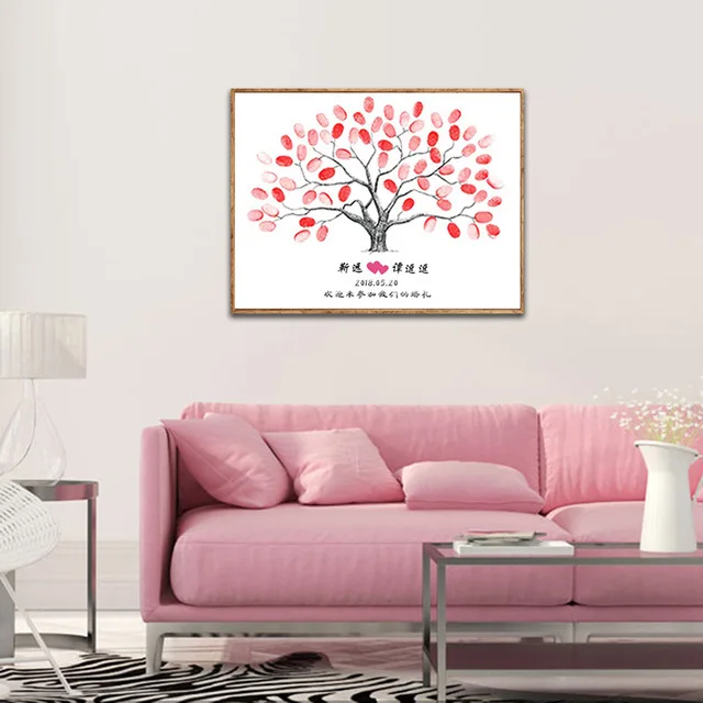 

Love tree with fingerprint DIY creative sign in personality painted custom name and date of wedding party&Baby's partydecoration