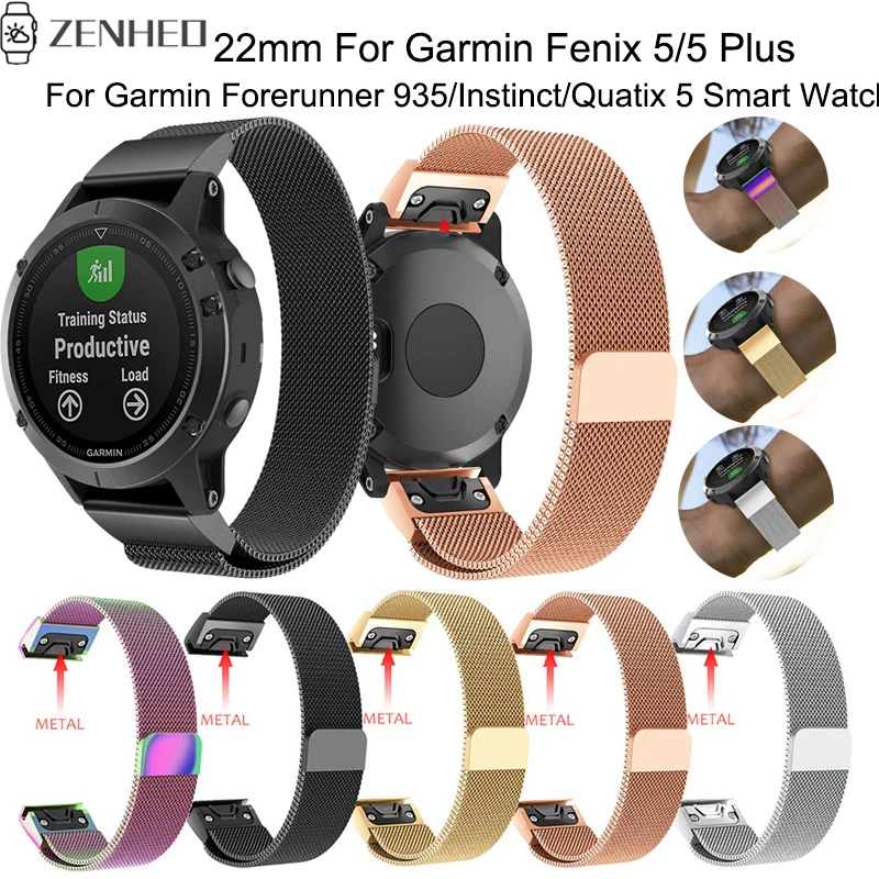 

22mm Milan strap For Garmin Fenix 5/5 Plus Quick Release Wristband For Garmin Forerunner 935/Instinct/Quatix 5 Smart Watch band