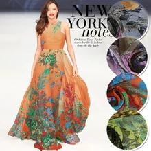 135*50 см цветочный шелк шифон ткань чистый шелк тутового шелкопряда Тюль швейное платье Шелковый шарф свадебное платье одежда Африканский tissu