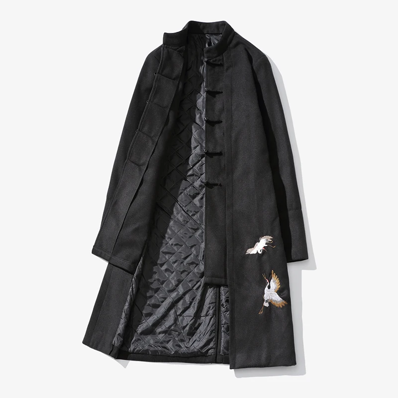 Традиционное китайское длинное пальто Мужская шерстяная Зимняя Куртка SZ S-3XL