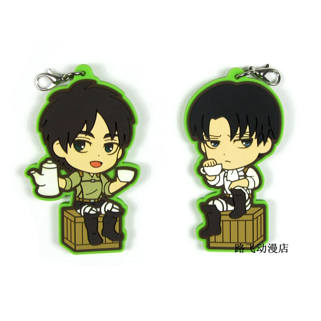 

Attack on Titan Eren Jaeger Levi Ackerman Action Figure Anime Model Rubber Mobile Phone Keychain Pendant Christmas Gifts 6cm