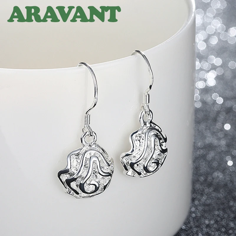 

New Arrival 925 Silver Romantic Rose Flower Drop Earring For Women Fashion Jewelry Valentine's Day Gifts