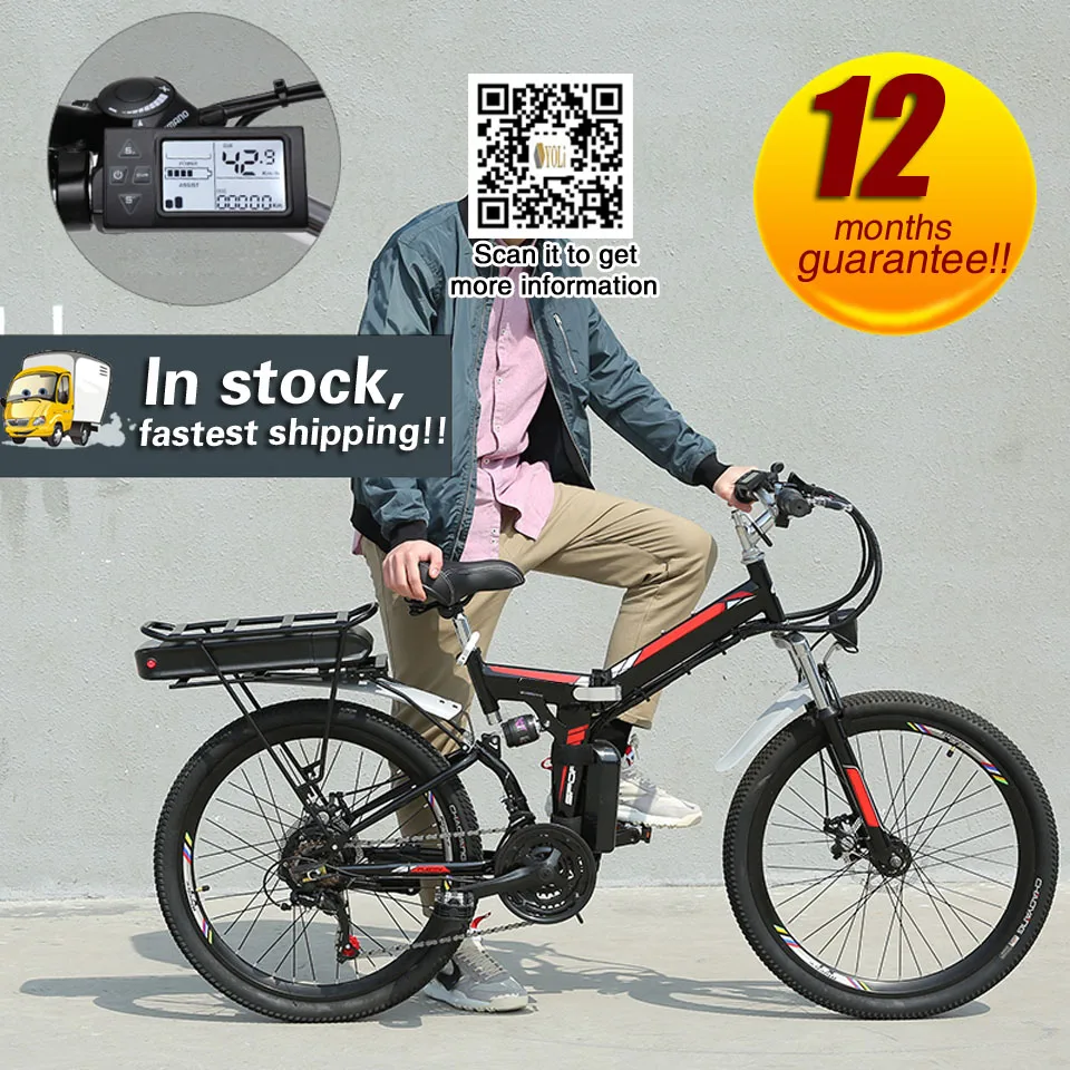 Cheap 26 inch 48V 12A folding e bike Foldable electric bike for sale strong power  Bicycle Male Adult Cross-country Mountain 1
