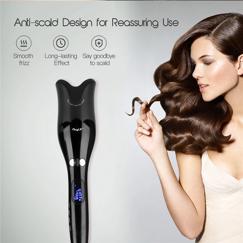 

Automatic Air Spin Curler Ceramic Wave Care Styling Tools Magic Instant Spiral Large Hair Waver Curling Iron with LED Display