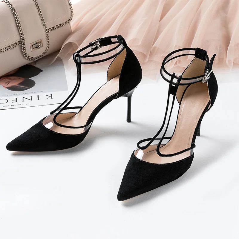 

MELODIE 2019 Summer New Style Fashion Genuine Leather High Heels Shoes Woman Pointed Toe Thin Heels Womens Shoes Sandals MCJ165