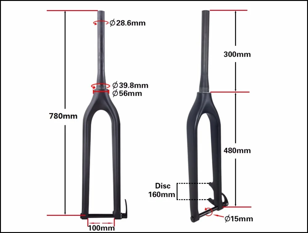 27,5 er/29er жесткая углеродная вилка для горного велосипеда, 29er углеродная вилка для горного велосипеда, велосипед с дисковым тормозом вилка через ось 100x15 мм UD/3 K матовая