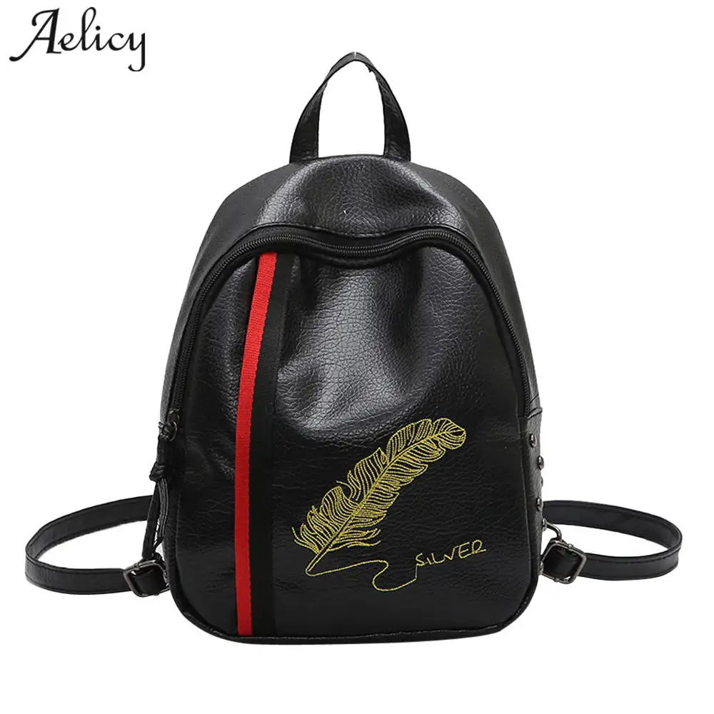 Aelicy Luxury Women Backpack Small Black PU Leather Backpacks Fashion School Girls Bags Female ...