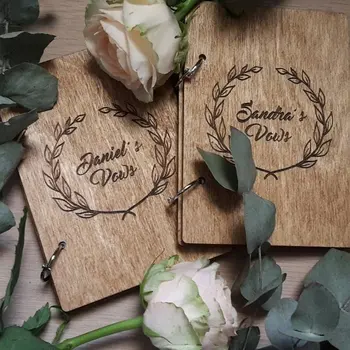 

personalized names wood Wedding His Her Rustic Wood Vow Book Set Booklets His & Her Vows books Notebook Set Bridal Shower Gift