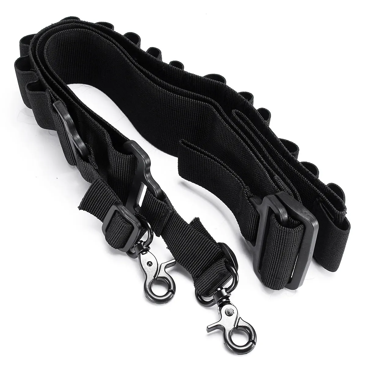 Tactical 2-Point Shotgun Sling With 15-Shell Bandolier - Adjustable Nylon Sling For 12 Gauge