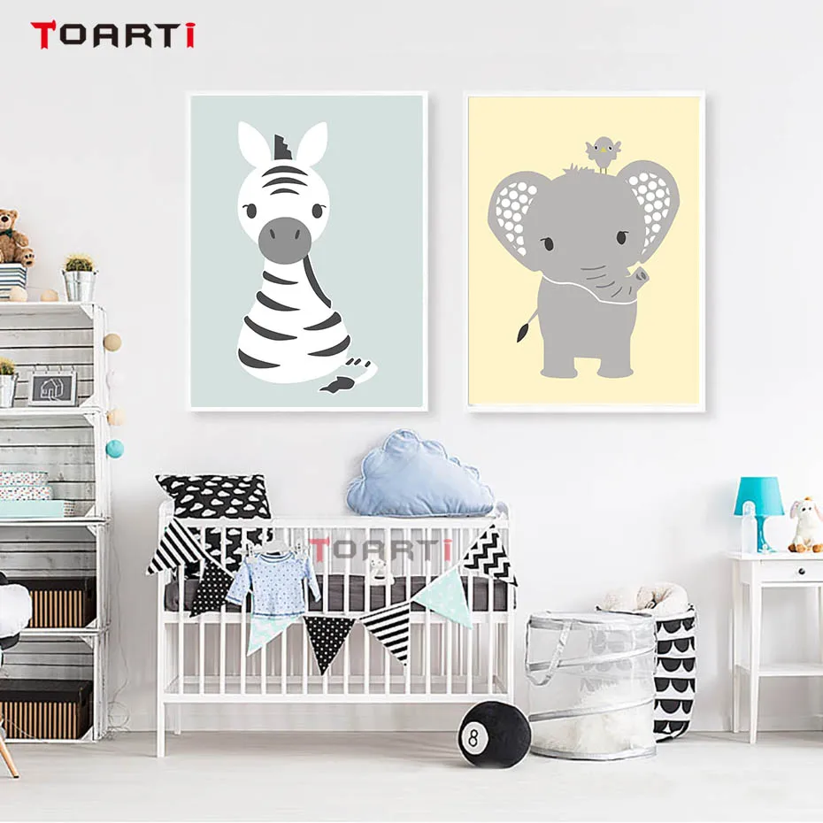 Cartoon Animals Tiger Elephant Wall Painting  (3)