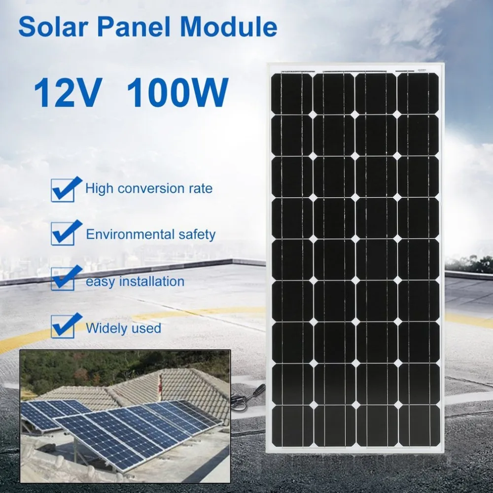 

Monocrystalline 100W Solar Power System Module Solar Panel 12V Battery Charging Multifunction For Off Grid RV Boat Motorhome