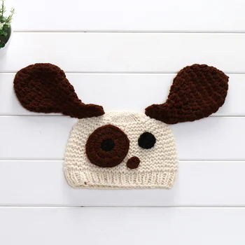 

Newborn Knitted Hat Big Ears Puppy Soft Skin-friendly Cap for Baby Photography Props BM88