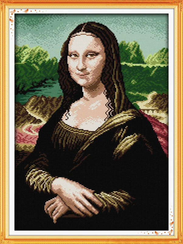 Известный Мона Лиза канва DMC рассчитывал китайской вышивки крестом Наборы печатное набор крестиком вышивка рукоделие