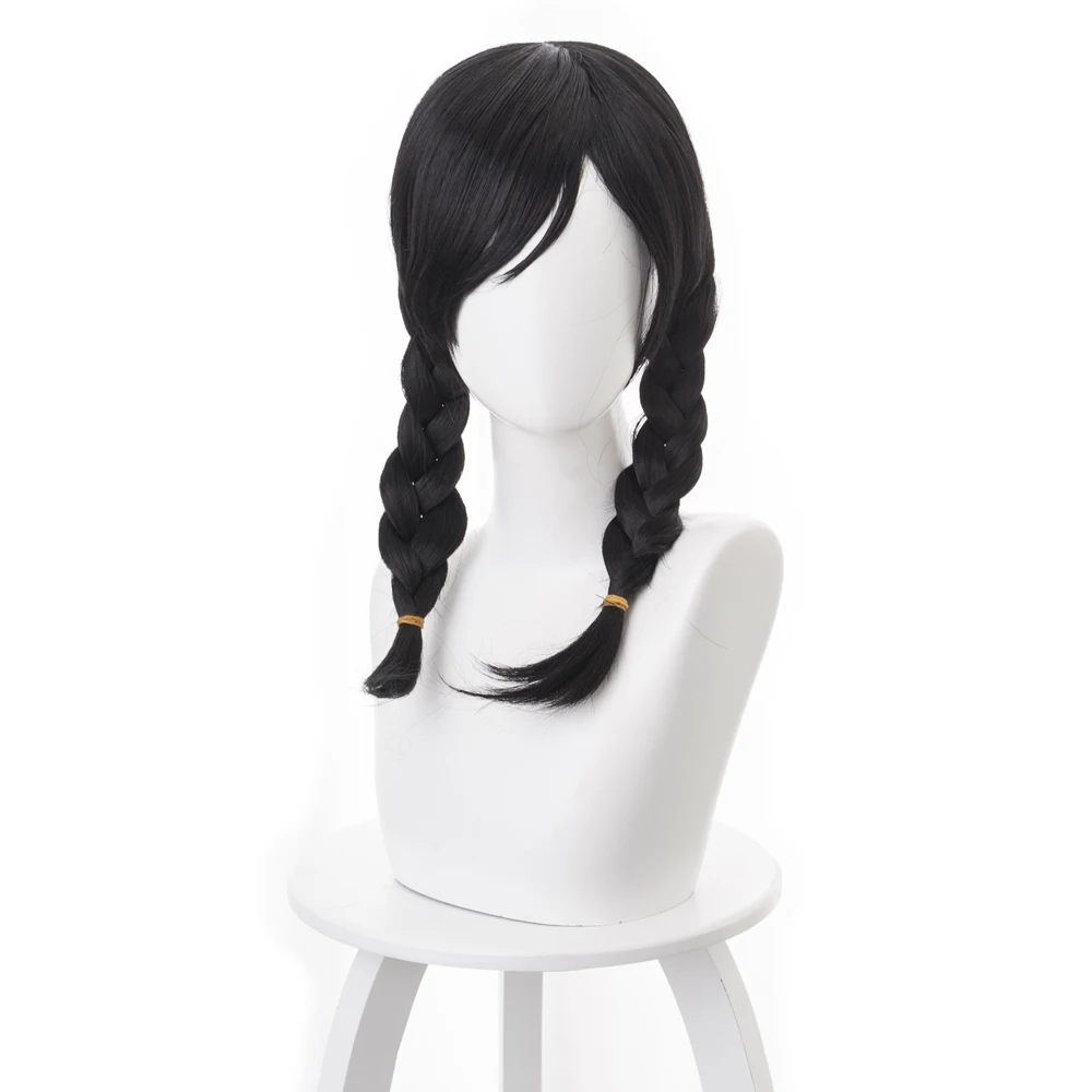 

OW DVA D.VA Hana Song School Uniform Cosplay Accessories Wigs Long Black braids Hair Hairpiece Gift Props Halloween Fancy Dress