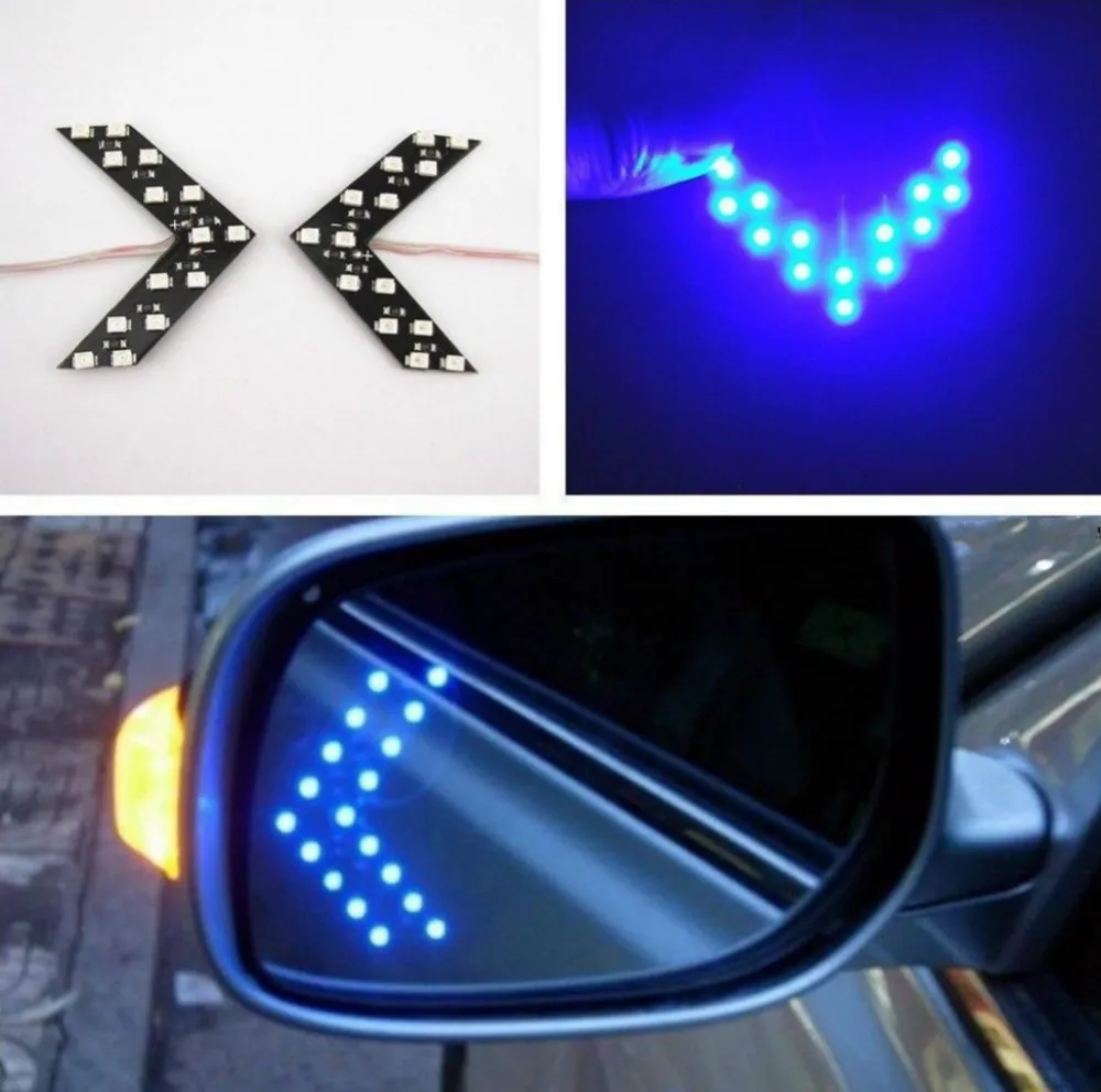 2x14 SMD Желтый светодиодный индикатор со стрелкой для автомобильного зеркала