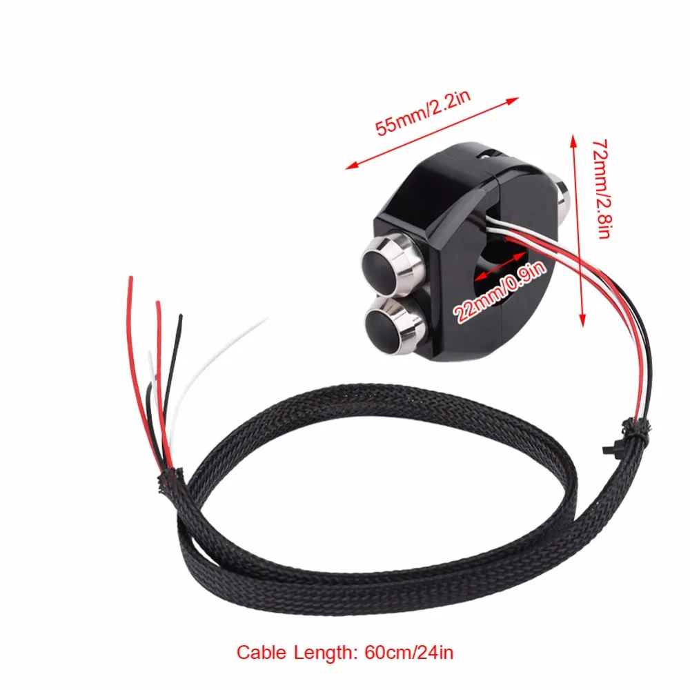 Алюминий сплав 22 мм Двигатель Цикл Руль управления для мотоциклов Кнопка сброса Выключатель без фиксации Переключатель интимные
