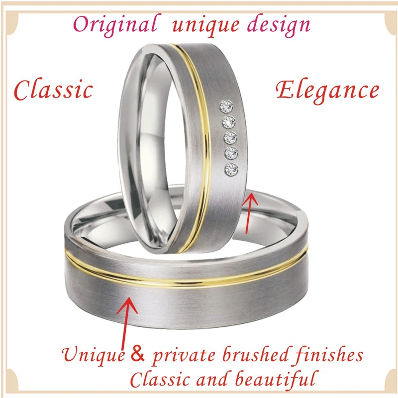 Classic his and hers couples ring pair set matching alliance Wedding Band love Rings for men and women Bague anel anillos  (6)