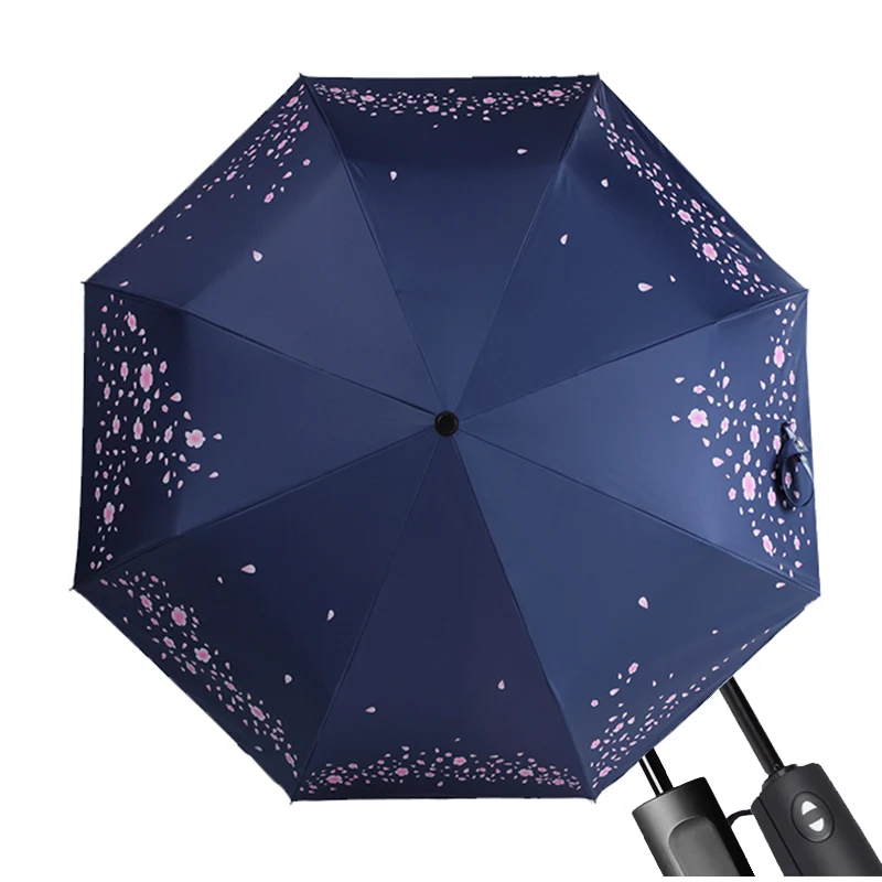 

MUERHUA Brand Automatic Folding Cherry Blossom Umbrella Rain Women Anti-UV Sakura Flower Umbrella Female Rain Tools Sun Parasol