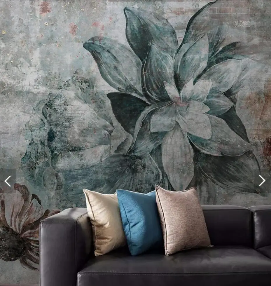 European Vintage Flower Wallpaper Wall Mural Dark Background Papers Roll for Living Room Printed Photo Wallpapers Customize |