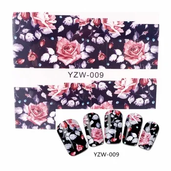YZWLE 1 Sheet Water Decals Transfer Stickers Nail Art Stickers Charm DIY Chic Flower Designs Fashion Accessories 009